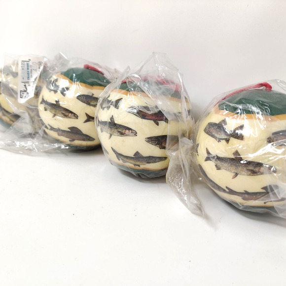 Vintage Fish Ornaments Fishing Trout 4 Balls 12 Sculpture FIGI Graphics 1995-96 - Picture 11 of 16